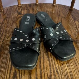 Black Leather Women's Sandals